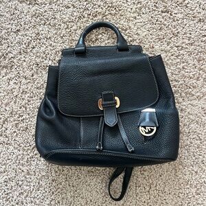 Michael Kors Black Backpack with Gold Details